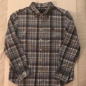 Boys Ralph Lauren Button Down  Blue Plaid Medium